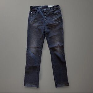 AG Adriano Goldschmied Jeans The Isabelle 26 R High Rise Straight Leg Crop Black